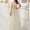Prom Luxury Tulle Beaded Cutout Maxi Formal Occasion Dress