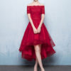 Red Lace High Low Prom Cocktail Party Dresses