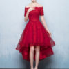 Red Lace High Low Prom Cocktail Party Dresses - Image 5