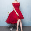 Red Lace High Low Prom Cocktail Party Dresses - Image 4