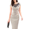 Round Neck Applique Cap Shaping Sheath Dress