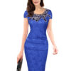 Round Neck Applique Cap Shaping Sheath Dress - Image 3