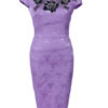 Round Neck Applique Cap Shaping Sheath Dress - Image 4
