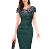 Round Neck Applique Cap Shaping Sheath Dress - Image 5