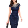 Round Neck Applique Cap Shaping Sheath Dress - Image 6