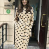 Round Neck Polka Dot Tie Waist Long Dress - Image 2