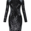 Sequin Long Sleeve Backless Sheer Sexy Bodycon Dress - Image 5