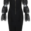 Sexy Club Dress Sleeveless Sequins Fringe Salmon Party Dress - Image 6