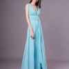 Sexy Evening Dresses Formal High Split Aqua V Neck Plunging Backless Prom Dress - Image 3