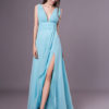 Sexy Evening Dresses Formal High Split Aqua V Neck Plunging Backless Prom Dress - Image 4