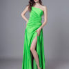 Sexy Evening Dresses One Shoulder Long Prom Dress High Split Beading Green Formal Gowns