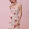 Sexy Party Dress White Lace Birthday Dress Heart Sequin Mini Slip Dress - Image 3