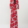 Sexy V-neck Floral Printed  Button Split Maxi Women Dress - Image 11