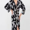 Sexy V-neck Floral Printed  Button Split Maxi Women Dress - Image 2