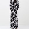 Sexy V-neck Floral Printed  Button Split Maxi Women Dress - Image 4