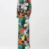 Sexy V-neck Floral Printed  Button Split Maxi Women Dress - Image 8