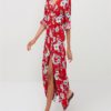 Sexy V-neck Floral Printed  Button Split Maxi Women Dress - Image 9