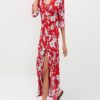 Sexy V-neck Floral Printed  Button Split Maxi Women Dress - Image 10