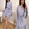 Sexy V-neck Ruffle Mini Straight Dress Women Dress - Image 6