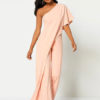 Wide Leg Jumpsuit Short Sleeve One Shoulder Jumpsuit For Women - Image 3