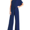 Wide Leg Jumpsuit Short Sleeve One Shoulder Jumpsuit For Women - Image 5