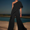 Wide Leg Jumpsuit Short Sleeve One Shoulder Jumpsuit For Women - Image 9