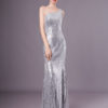 Silver Mermaid Sequined One-Shoulder Evening Dress