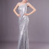 Silver Mermaid Sequined One-Shoulder Evening Dress - Image 5