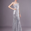 Silver Mermaid Sequined One-Shoulder Evening Dress - Image 6