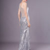 Silver Mermaid Sequined One-Shoulder Evening Dress - Image 8