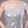 Silver Mermaid Sequined One-Shoulder Evening Dress - Image 9