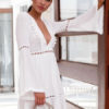 Skater Boho V Neck Long Sleeve Flare Women Short Dress - Image 6