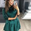 Spring Velvet Mini Dress Women Casual Three Quarter Sleeve Party Dress - Image 4