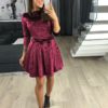 Spring Velvet Mini Dress Women Casual Three Quarter Sleeve Party Dress - Image 8