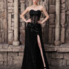 Wedding Bodice Lace Applique High Split Sequin Skirt Dress