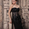 Wedding Bodice Lace Applique High Split Sequin Skirt Dress - Image 5