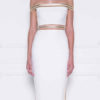 White Party Dress Off The Shoulder Midi Dress Cut Out Metal Details Bodycon Dress
