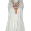 White Summer Dress Boho V Neck Buttons Printed Mini Dress - Image 3