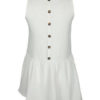 White Summer Dress Boho V Neck Buttons Printed Mini Dress - Image 4
