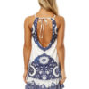 White Summer Printed Boho Dress Backless Mini Dress - Image 4