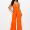 Wide Leg Jumpsuit Sleeveless Plunging Straps Summer Jumpsuit