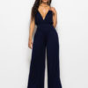 Wide Leg Jumpsuit Sleeveless Plunging Straps Summer Jumpsuit - Image 11