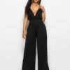 Wide Leg Jumpsuit Sleeveless Plunging Straps Summer Jumpsuit - Image 12