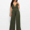 Wide Leg Jumpsuit Sleeveless Plunging Straps Summer Jumpsuit - Image 7