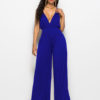 Wide Leg Jumpsuit Sleeveless Plunging Straps Summer Jumpsuit - Image 9