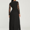 Women Black Long Dress Illusion Sleeves High Split Lace And Chiffon Sexy Dress - Image 5