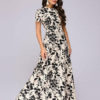 Women Maxi Dress Short Sleeve Printed Casual Dress