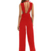 Women Sexy Jumpsuit Sleeveless Plunging Straight Leg Jumpsuit - Image 2