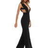 Women Sexy Jumpsuit Sleeveless Plunging Straight Leg Jumpsuit - Image 4