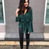Women V-neck Flare Sleeve Chiffon Blouse Spring Summer Elegant Dress - Image 5